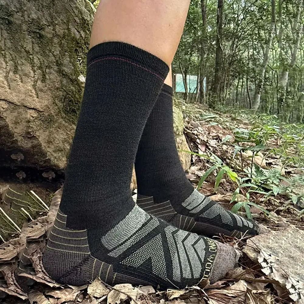 جوارب صوف ميرينو غامضة لتسلق الجبال، جوارب شتوية دافئة قابلة للتنفس، جوارب رياضية خارجية سميكة للرجال والنساء