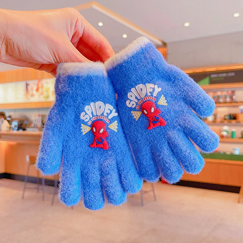 Marvel Spider-Man guantes para niños otoño e invierno guantes anticongelantes acolchados cálidos estudiantes de invierno conjuntos de cinco dedos