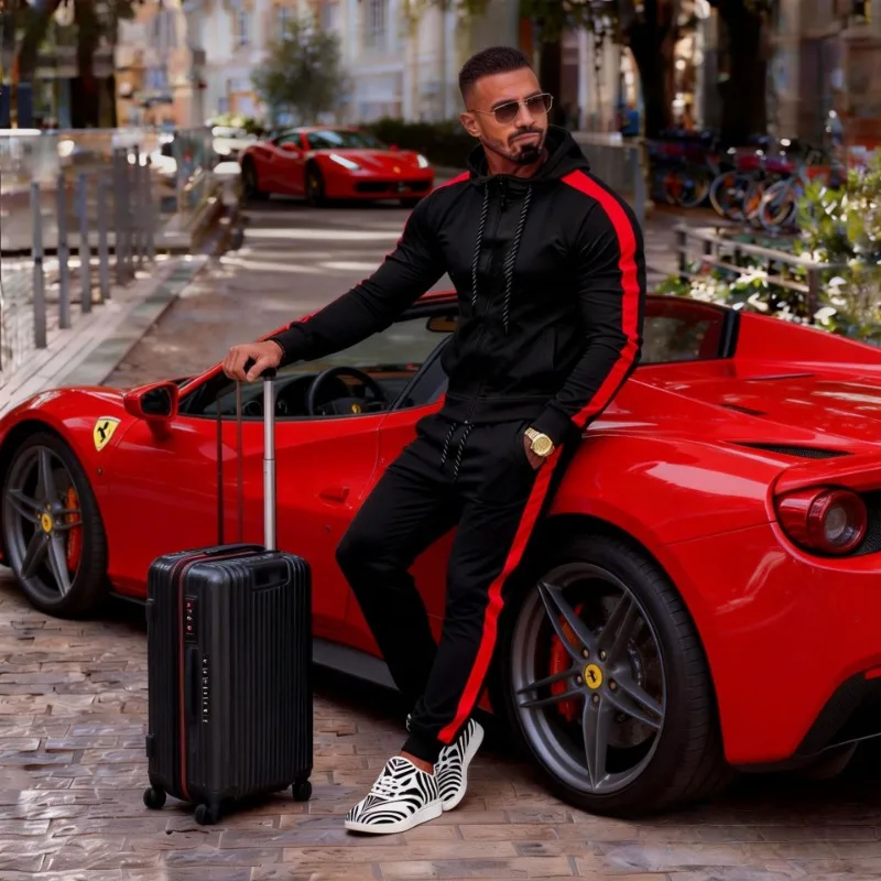 Men's 2 Piece Tracksuit Set Casual Zip Hoodie and Joggers Pants with Side Stripe Sport Outfit - view 5
