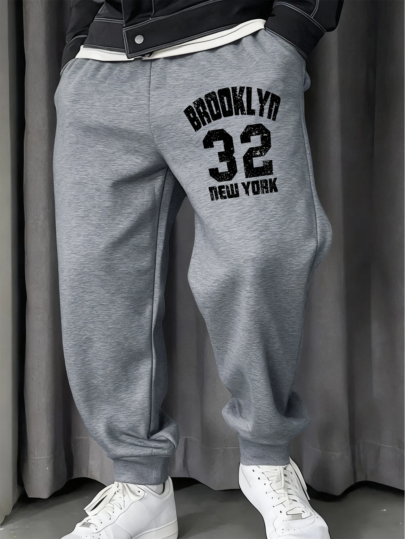 

Brooklyn New York Letter 32, мужские длинные брюки с принтом, осенние модные спортивные штаны, повседневные брюки в стиле хип-хоп, теплые флисовые спортивные штаны