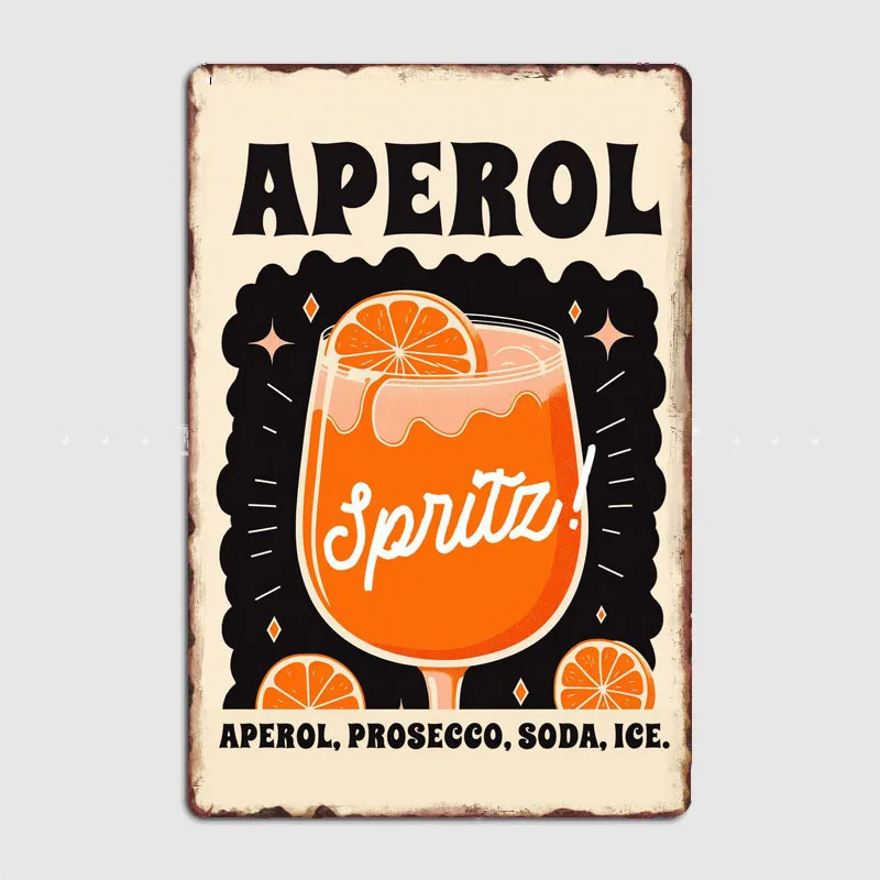 Domowy Bar Aperol Spritz wakacje sztuka koktajl drinki metalowa tablica plakat na ścianę wystrój kuchnia znak blaszany plakaty wystrój pokoju Vintage