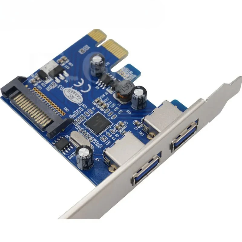 Карта расширения PCI-E к USB 3.0, 2-портовый двухпортовый расширение, независимый источник питания, чип Renesas