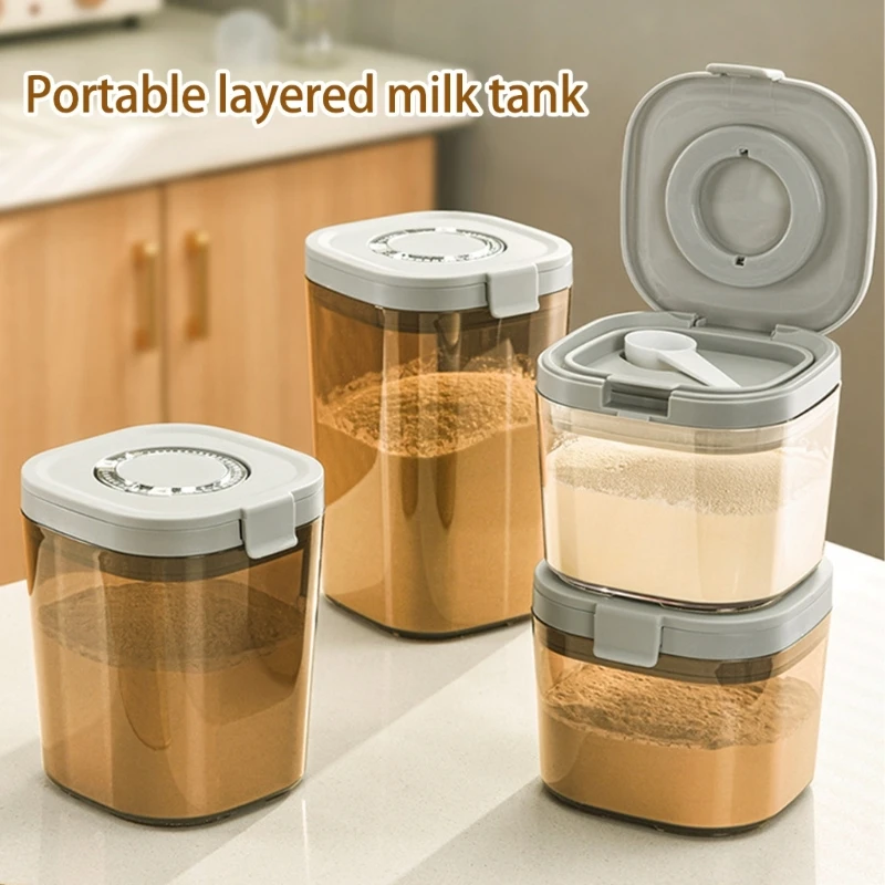 

800/1300 Портативная герметичная коробка для хранения детской смеси, двойные уплотнительные кольца, контейнер для детского сухого молока и хлопьев с