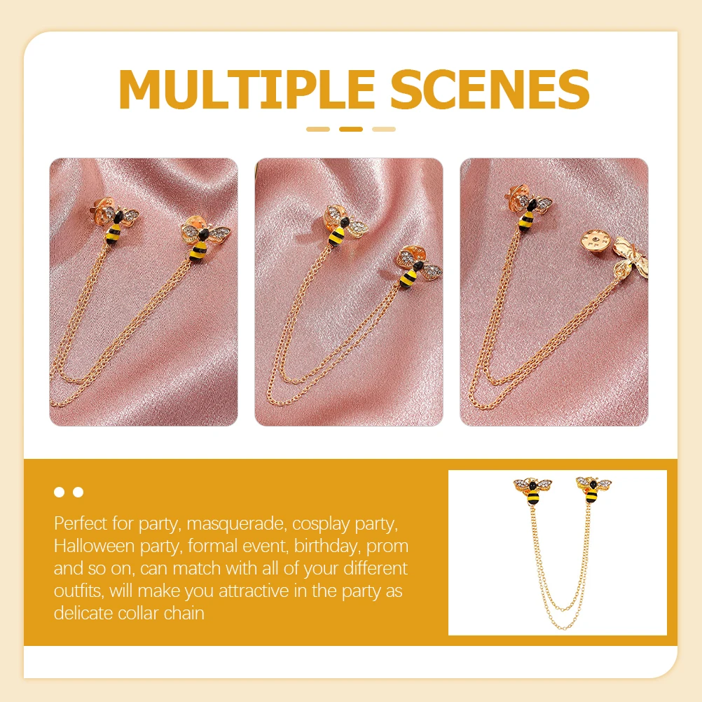 

Bee Collar Pin Brooch Rhinestone Lapel Pin for Women Men Elegant Charming Party Cosplay Halloween Jewelry Collar Chain