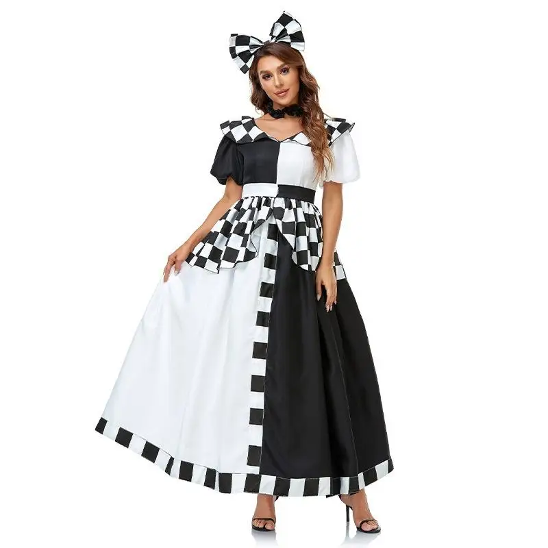 

Alice in Wonderland loween Cosplay Cheered Miey Costume Stage Performance Bla And White Outfit Women's Traditional Wear