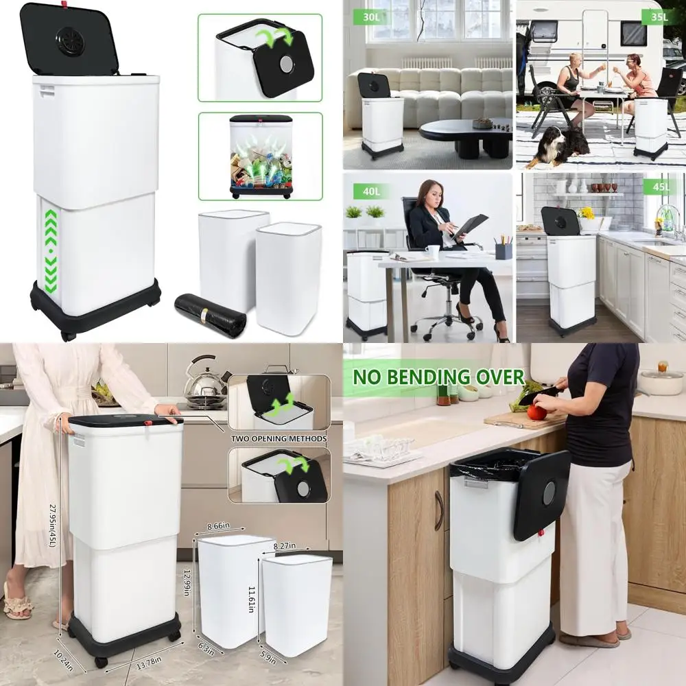 

Kitchen Trash Cans with Lids, 13 Gallon Large Capacity for Home, Office, Bedroom, Living Room, Outdoor Use, 45 Liter Waste Bins