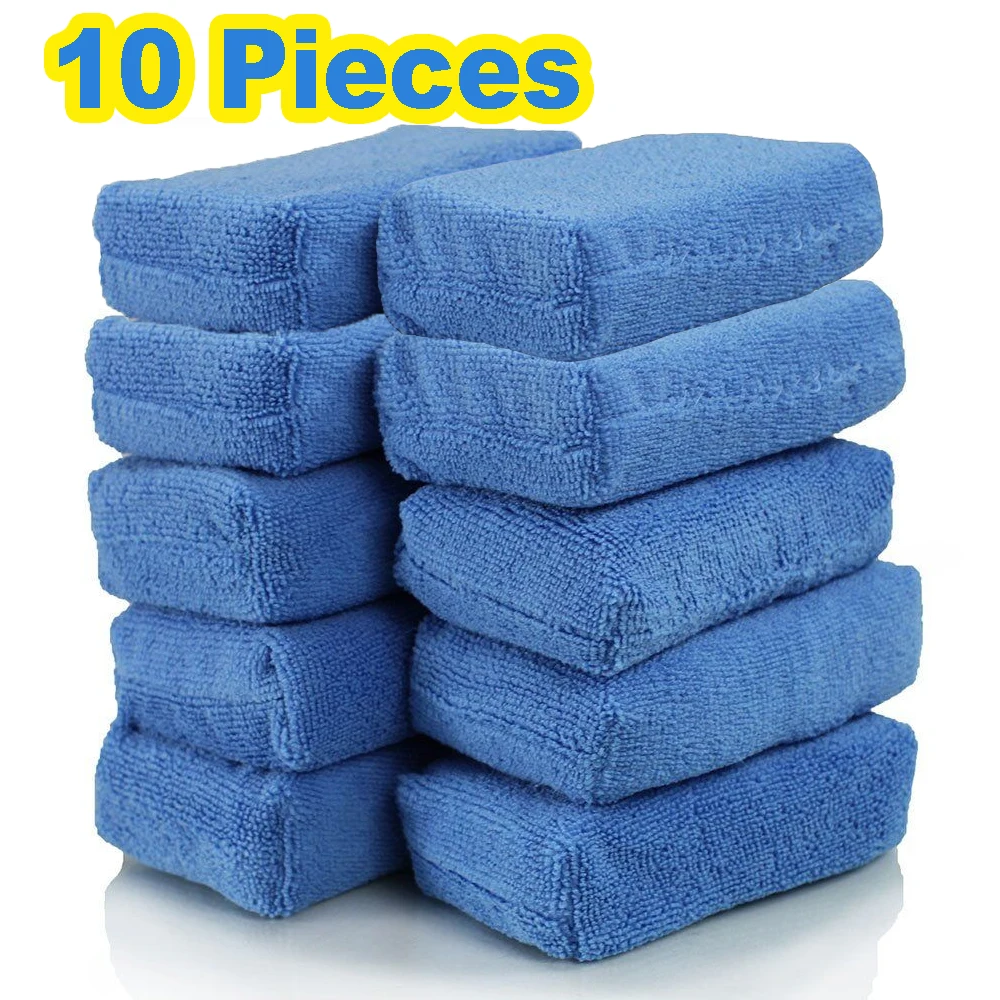2/10 sztuk podkładki do aplikatora wosku samochodowego gąbki do polerowania z mikrofibry miękkie Auto Detailing gąbka do woskowania pianka czyszcząca lakier samochodowy podkładka do pielęgnacji