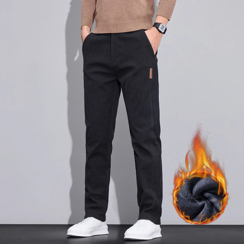 Autumn and Winter New Acetate Wool Simple Men's Light Business Casual Small Straight Leg Men's Pants Keep Warm