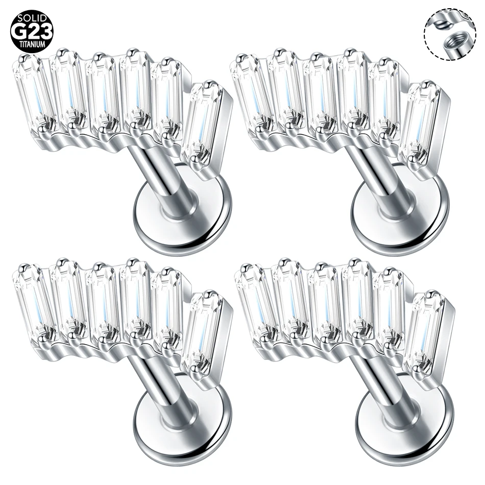 1Pc G23 Titanium Ear Tragus Cartilage Helix Daith Piercing Stud Earrings for Women Internal Thread Labret Piercing Lip Ring 16G