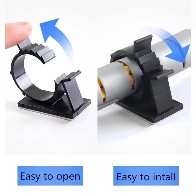 Self-Adhesive Cable Organizer Clips Management Wire Holder USB Winder Desktop Line Clamp Sticky Adjustable for PC TV Home Office