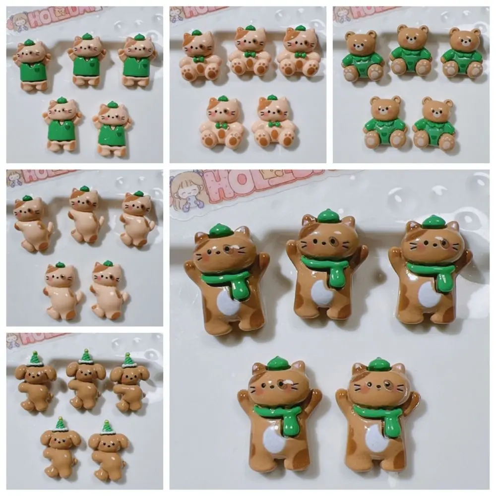 

10pcs Resin Resin Miniature Figurine Phone Case Accessories Bear Miniature Resin Mini Bear Green Cat Micro Landscape Home Decor