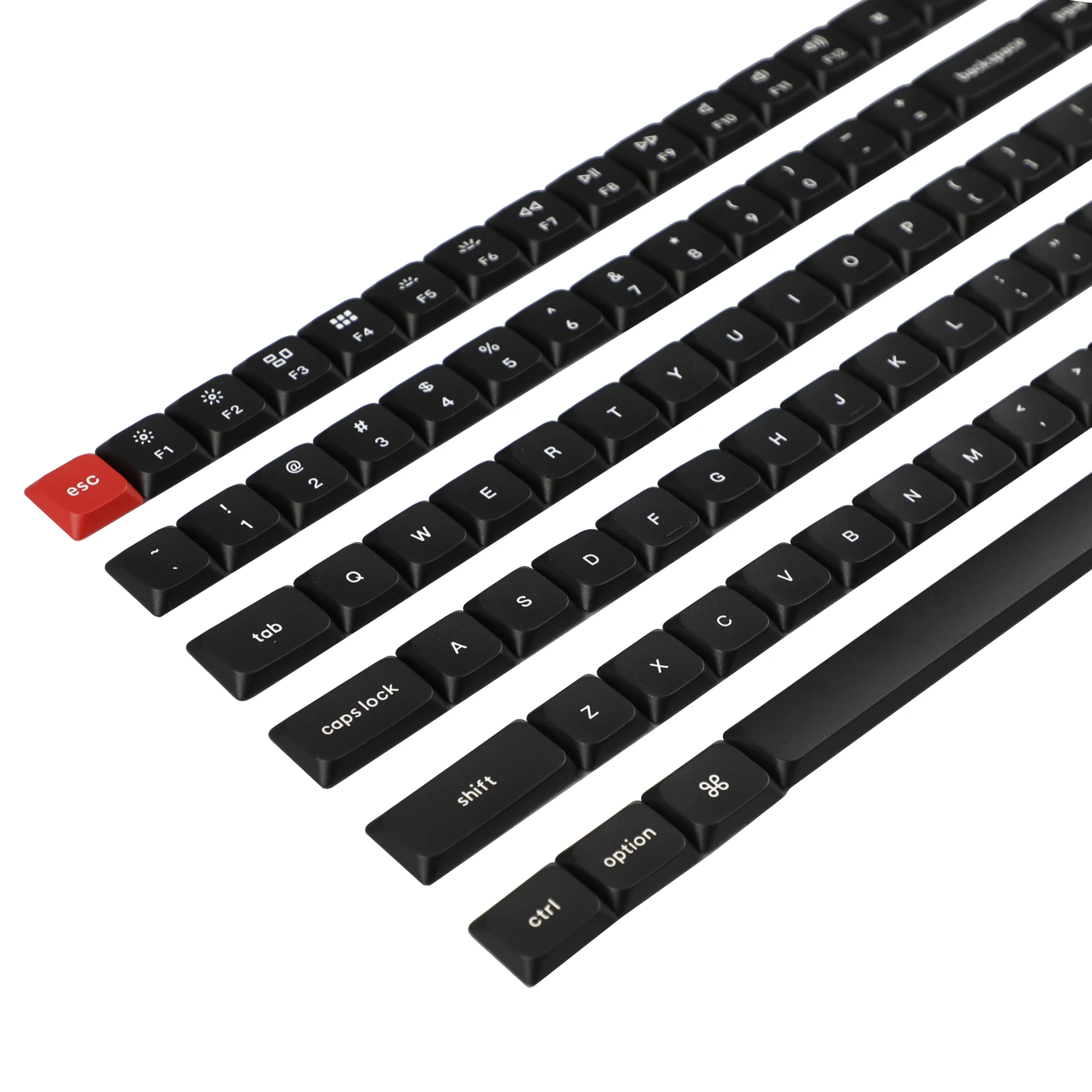 YMDK 117 Keys PBT Black Low Profile Keycaps Top Print Key Caps Compatible with Keychron K1 K3 Low Profile MX Mechanical Keyboard