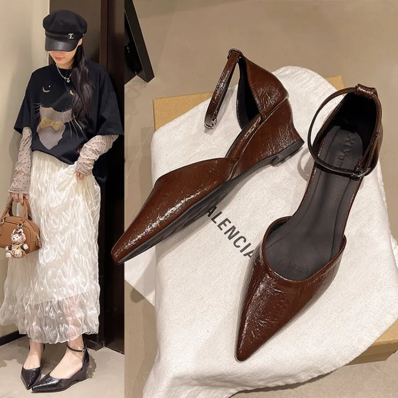 Eilyken Spring Candy Fashion Pointed Toe Women Pumps Slingback Wedges High Heels Party Prom Mules Shoes Zapatos De Mujer