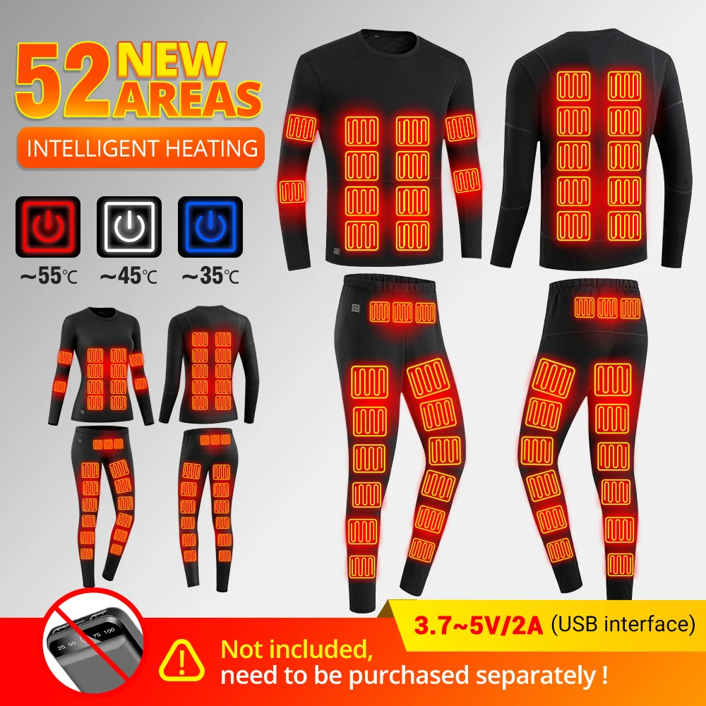

2025 New Winter Heated Suit Underwear Ski USB Electric Powered Thermal Heating T-Shirts Pants Men Skiing