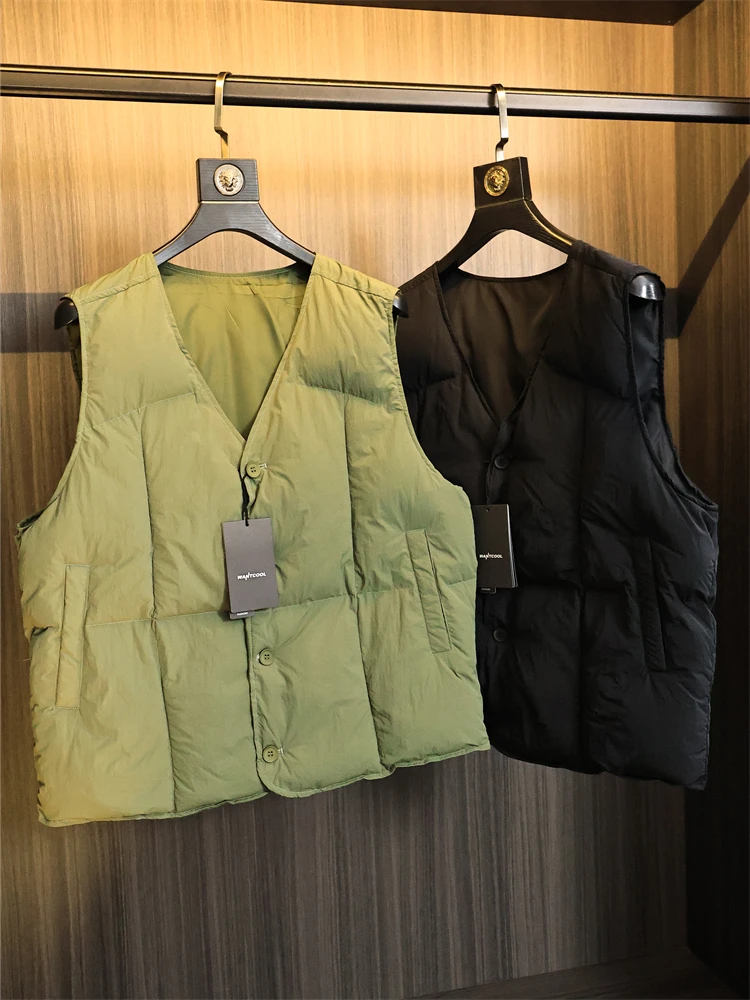 

Мужской теплый однотонный хлопковый жилет в японском стиле в стиле ретро, осень-зима, повседневная верхняя одежда Faion Ci с v-образным вырезом и подставкой