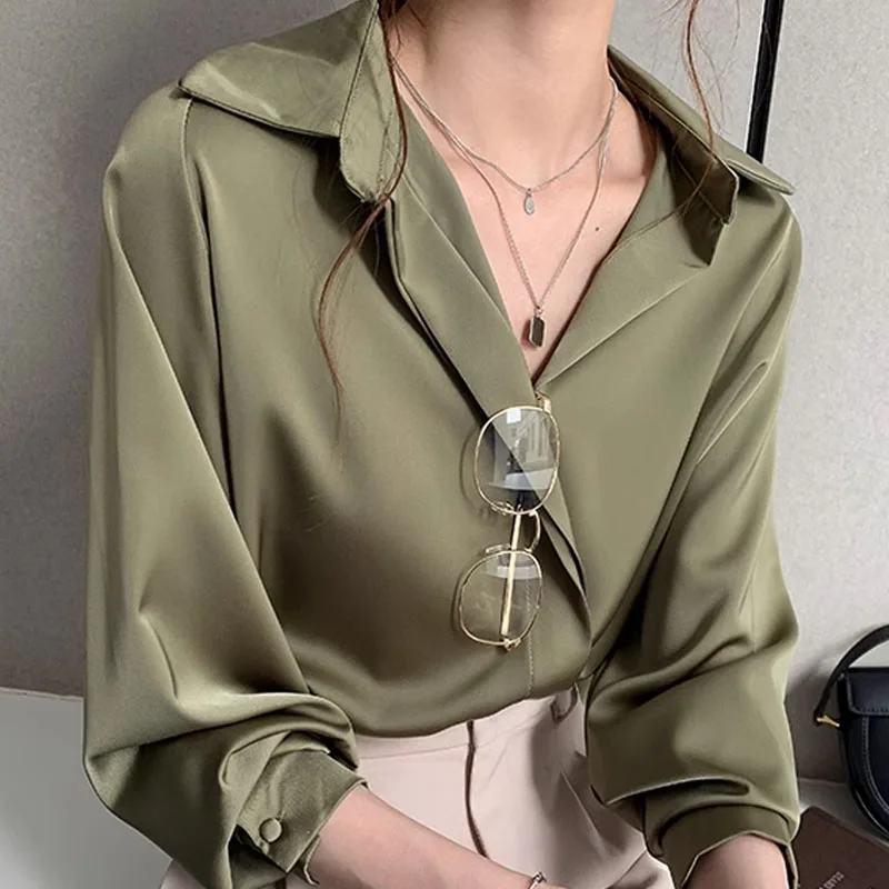 Plus Size 4XL Fashion Chiffon Blouse for Women Clothing Elegant Female Tops Button White Puff Sleeve Shirt Solid V-Neck Pullover