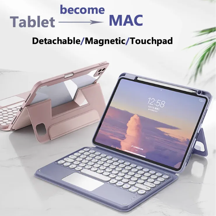 

Touchpad Keyboard Case for IPad Air 11 2024 Air 6th 10.9 10.2 9th 8th 7th Gen 9.7 Air6 5 4 3 2 1 Acrylic Keyboard with Pen Slot