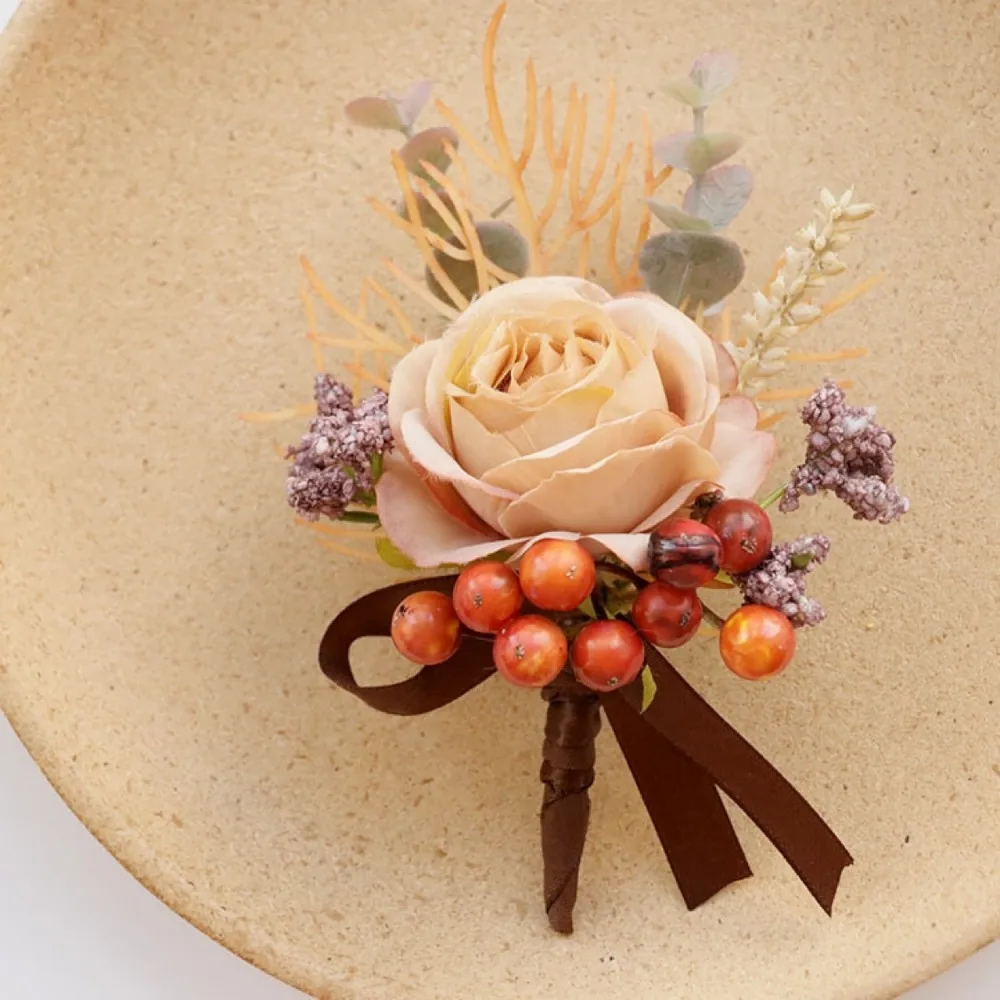 Things for Wedding Corsage and Boutonniere Artificial Rose Wrist Corsage and Groom Flower Boutonniere Wedding Decoration