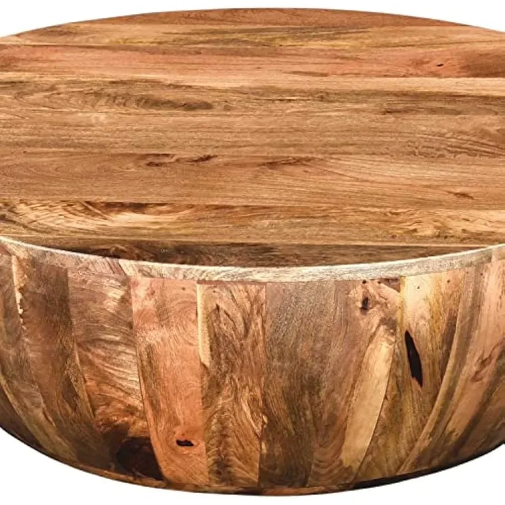 Arthur Mango Wood 35,5 inch salontafel in ronde vorm, donkerbruin