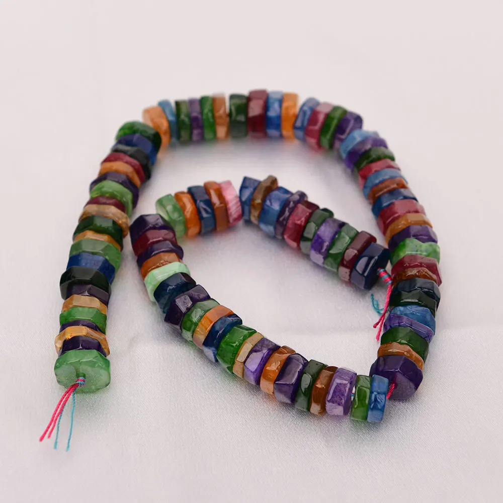 

APDGG 15'' Natural Gems Stone Mix Color Fire Agate Abacus Slice Loose Beads Jewelry Making DIY