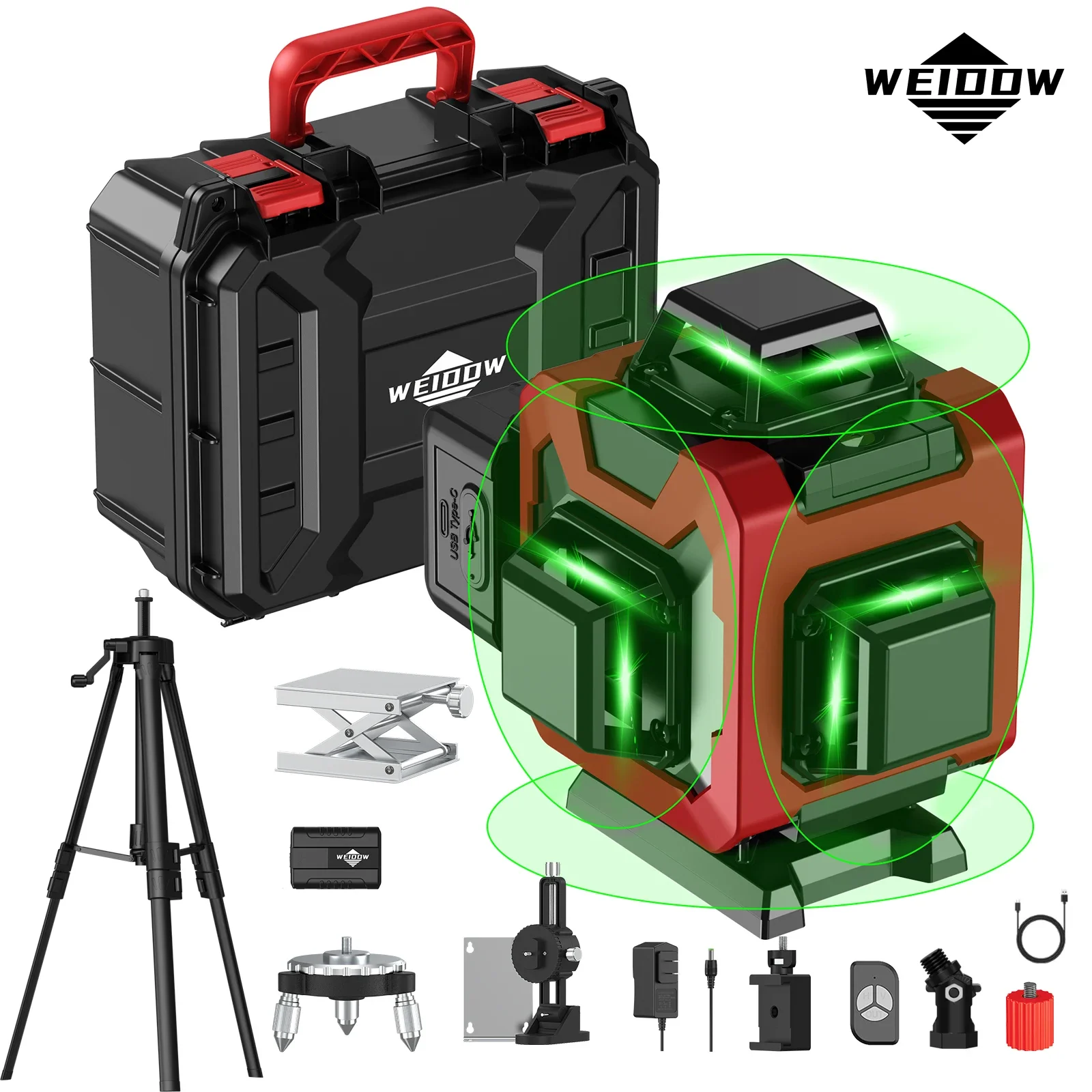 LFINE 4D 16 Lines Laser Level with Tripod and Suitcase Horizontal And Vertical Professional 360°Self-leveling Laser Levels Tool