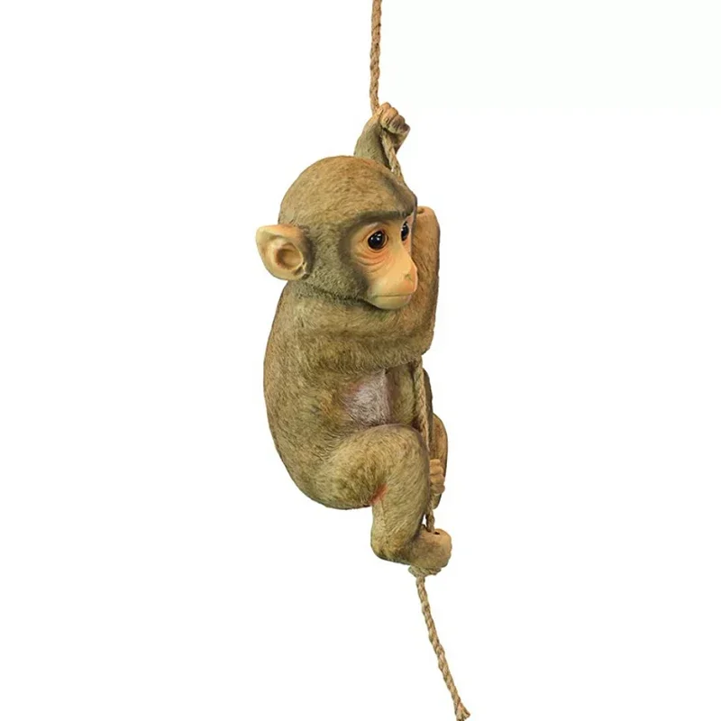 New Garden Animal Chimpanzee Hangs Monkey Baby Tree Climbing Resin Craft Statue Decoration In Home Garden System