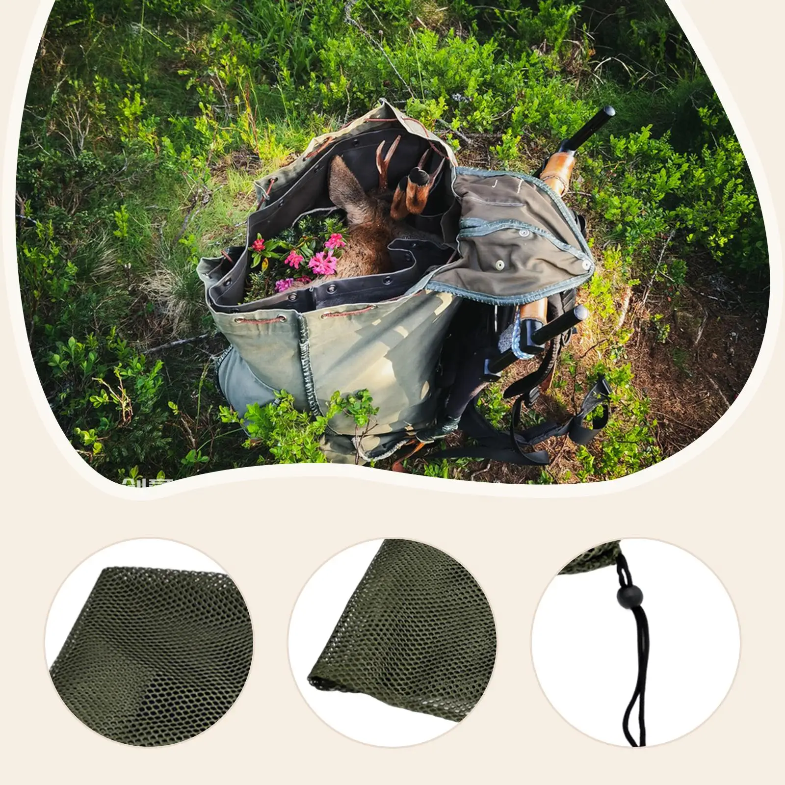 حامل خارجي متعدد الحمل، حقيبة تروس خارجية مدمجة ذات سعة كبيرة، حقيبة شبكية فعالة من البوليستر، ملحقات تخزين تروس