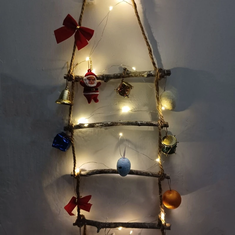 Triangular Ladder Display for Photos and Decoration Christmas Tree Ornament