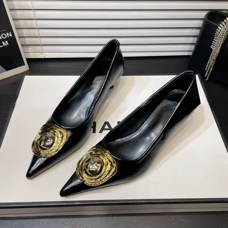 

Designer New Women High Heels Shoes Sexy Pointed Toe Heeled Shoes Fashion 2025 Winter Dress Party Luxury Woman Loafers Pumps