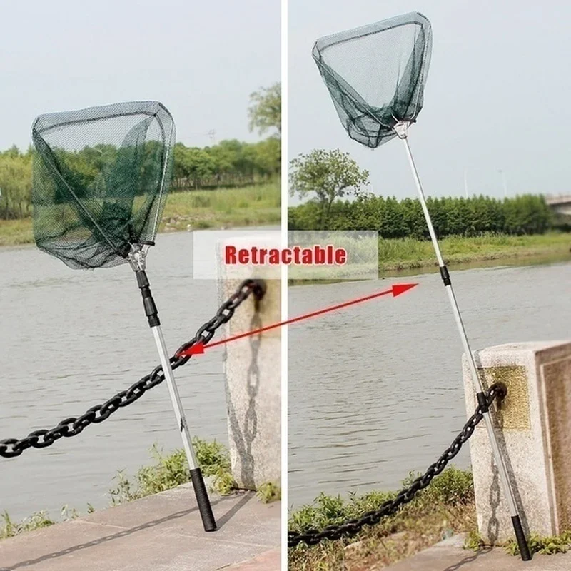 Aluminum Alloy Net Telescopic Three Section Nets Triangular net Head Raft Fishing Fishing Fishing nets Bag Telescopic Folding