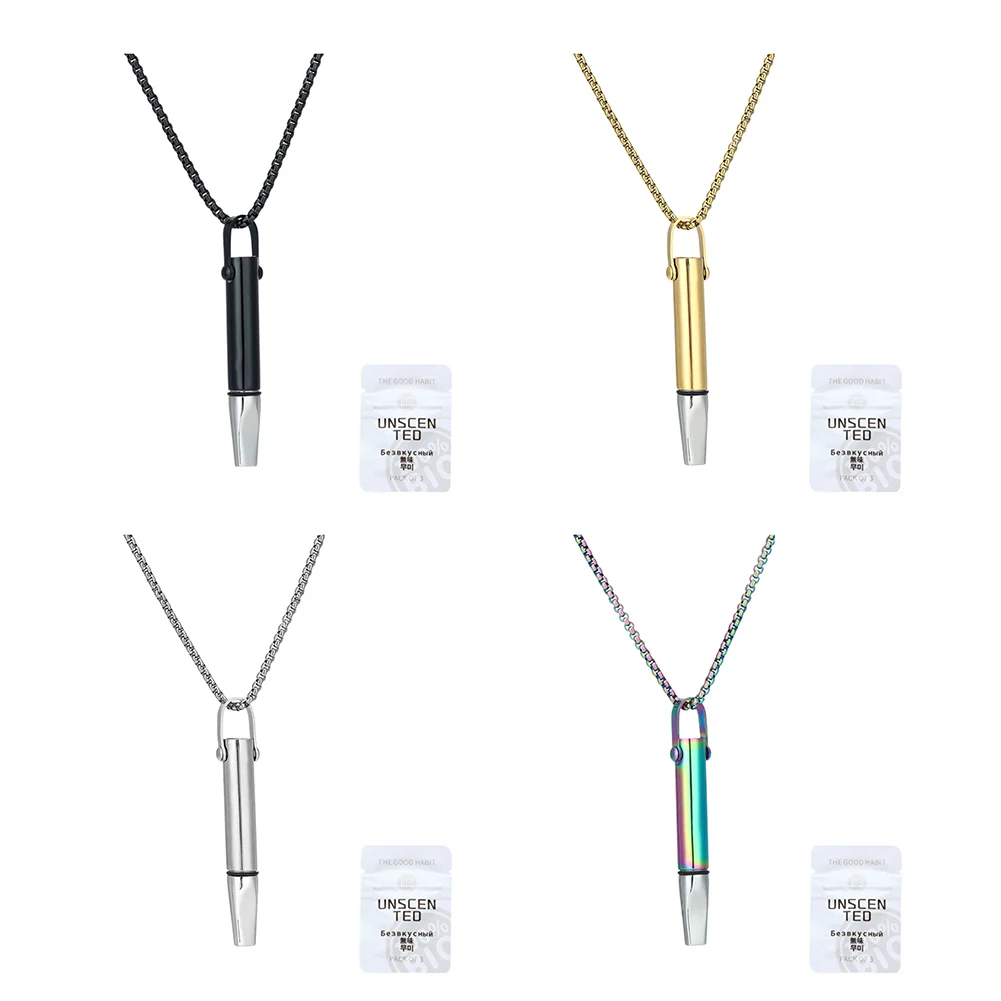 

Breathing Necklace with Filter Cotton Quitting Smoking Meditation Pendant Wear Resist Mindfulness Necklace Anxiety Relief Items