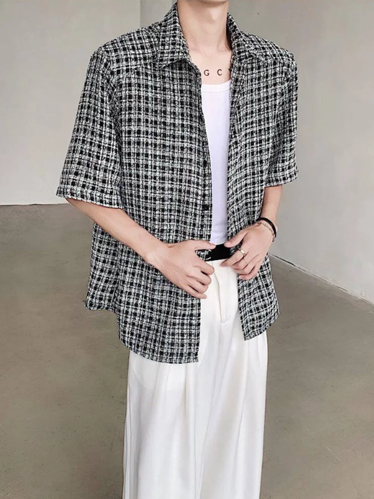 

Summer Thin ort Sve Father's irt f Sve Suit Jaet Cheered Pattern Casual Loose Fit Youthful Sle Mens irt