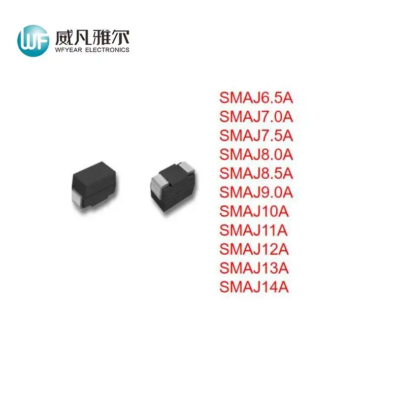 YAGEO 10PCS/LOT NEW SMAJ14A SMAJ13A SMAJ12A SMAJ11A SMAJ7.0A SMAJ6.5A SMAJ8.0A SMAJ9.0A SMAJ8.5A SMAJ7.5A TVS Diodes Electronics