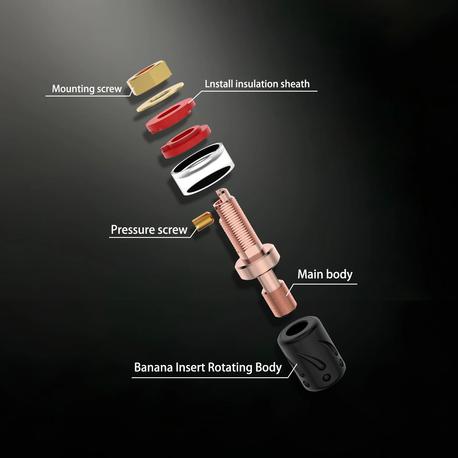 Viborg BP603 4pcs High-End Hifi Audio Binding Post Pure Copper Gold Rhodium Plated Speaker Terminals for Audio Enthusiasts