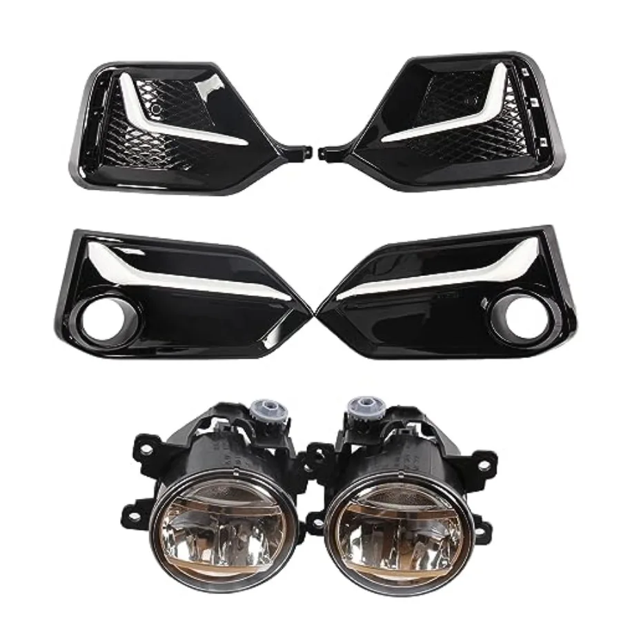 

Front and Rear Fog Light Cover Compatible with Honda Civic Hatchback 20202021 Featuring White Trim LED Fog Lamp with Integrated