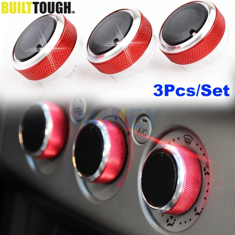 3Pc For Ford Galaxy MK3 Kuga MK1 Red Air Conditioning A/C Heater Climate Control Switch Knobs Button Dials Accessories Refitting