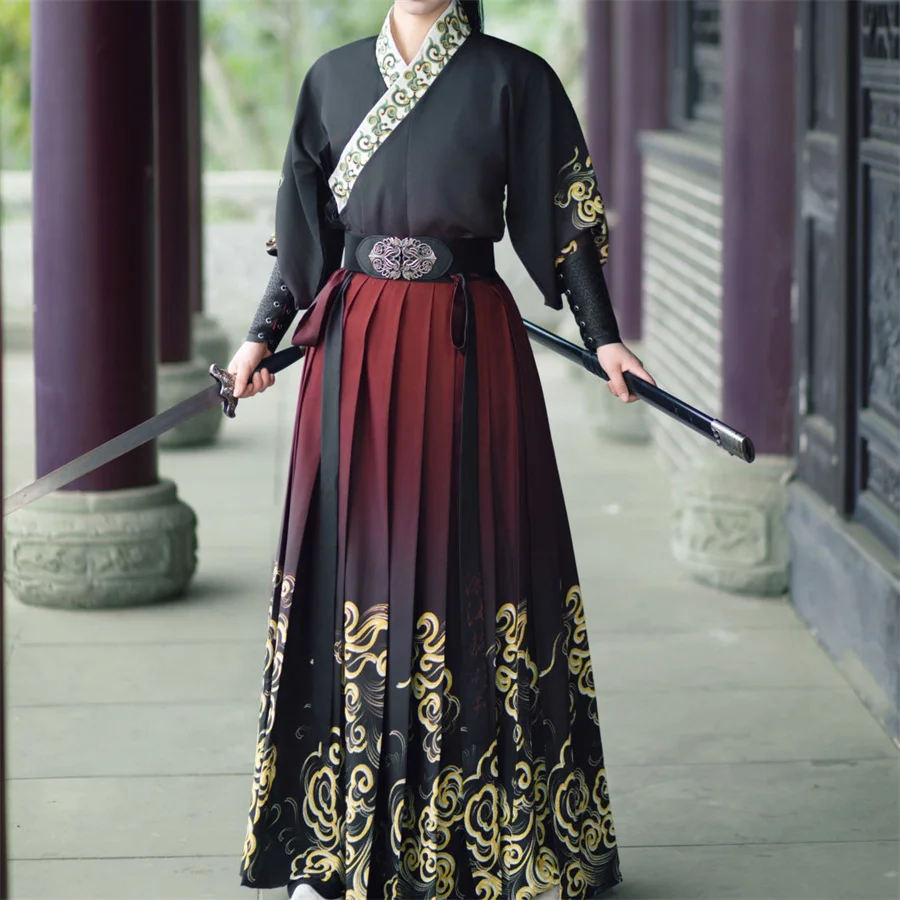 

Chinese Dragon Printing Hanfu Men's Traditional Beizi Skirt Traditional Song Dynasty Swordsman Cosplay Stage Suit Teenagers