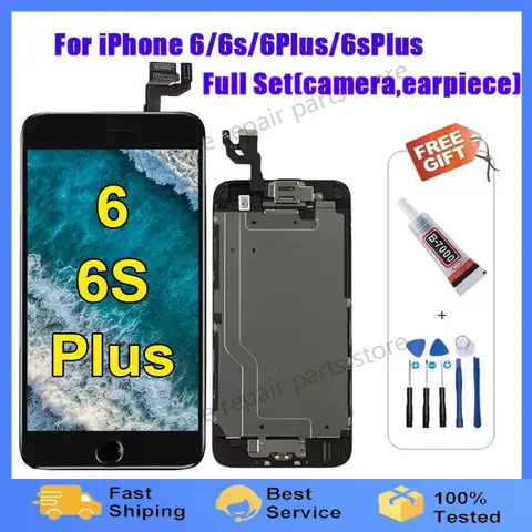 Full Set LCD For iPhone 6 6S Plus 6P 6SP Screen Complete Assembly Touch Digitizer Display Replacement Kit+Camera+Home Button