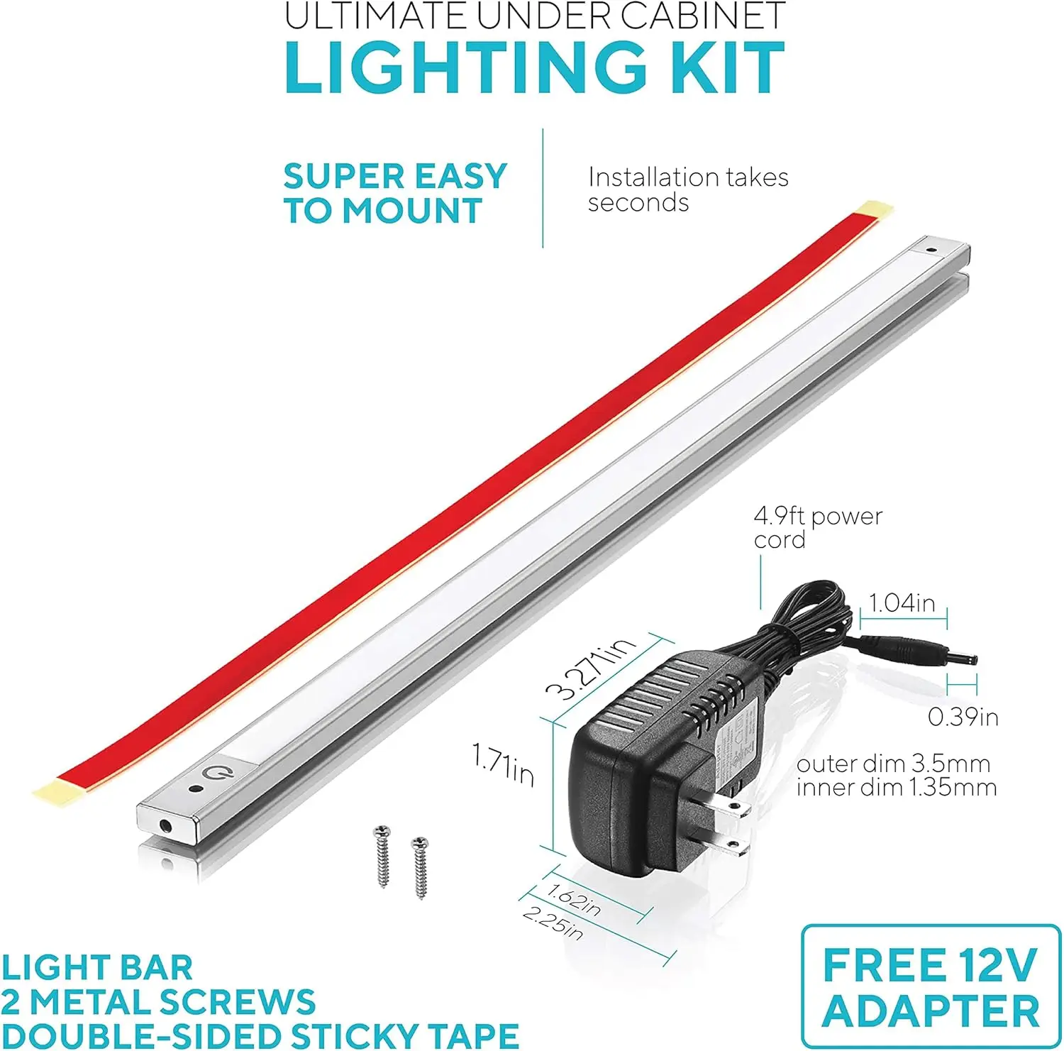 2-Pack 48 inch Under Cabinet Lighting LED Lamps for Kitchen Closet, LED Counter Light with Plug in Hardwired LED Lighting