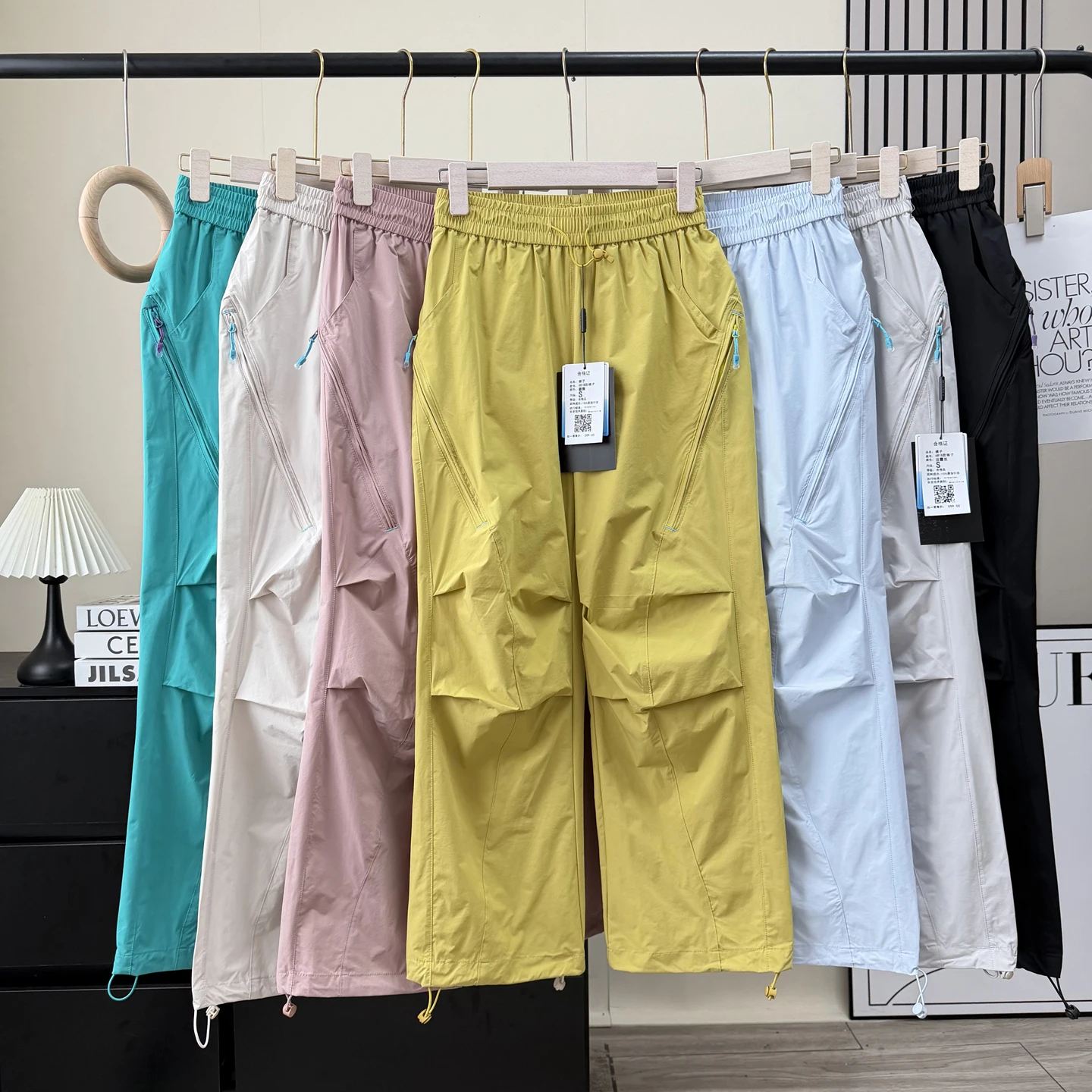 Couples Outdoor Sports Hiking Quick Dry Breathable Water Resistant Casual Pants Workwear Polyester Fiber High Waist Trousers