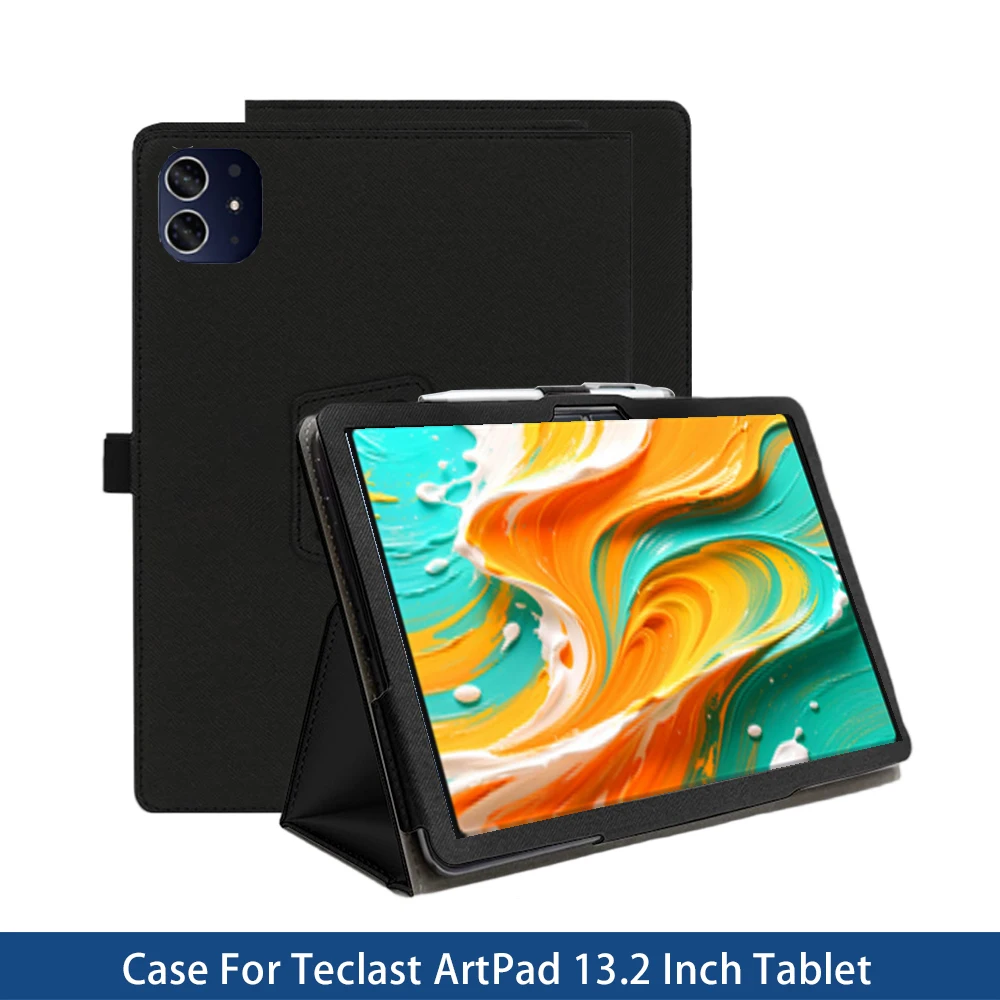 Funda-Hülle für Teclast ArtPad 13,2 Zoll Tablet, ultradünne PU-Leder-Faltständerhülle, Stylus-Stiftschlaufenhalter, Handgelenkschlaufe
