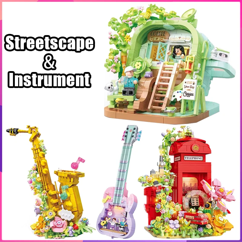 

Уличный пейзаж, строительные блоки, музыкальный инструмент, украшение для рабочего стола, головоломка «сделай сам», сборка моделей, игрушки, подарки на день рождения для детей