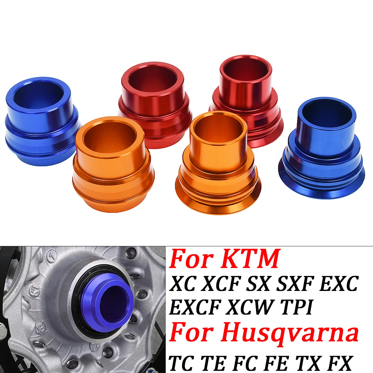 

CNC Front Rear Wheel Axle Hub Spacer For Husqvarna TC TE FC FE TX KTM XC XCF SX SXF XCW EXC EXCF TPI 125 250 300 350 450 500