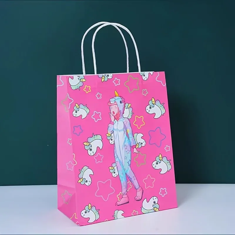 10 Pezzi Borsa di Carta Personalizzata Rosa con Ragazza Anime Kawaii, Decorazione Carina, Borsa Regalo per Shopping, Consegna Rapida