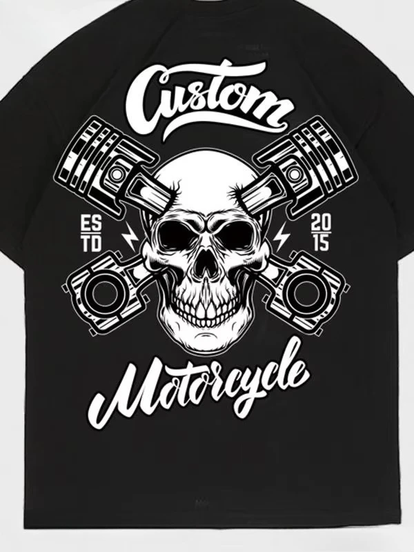 Винтажная мужская футболка с американским локомотивом, футболка с короткими рукавами и принтом цвета хаки, рок-череп, американский ретро-мотоцикл Harleys