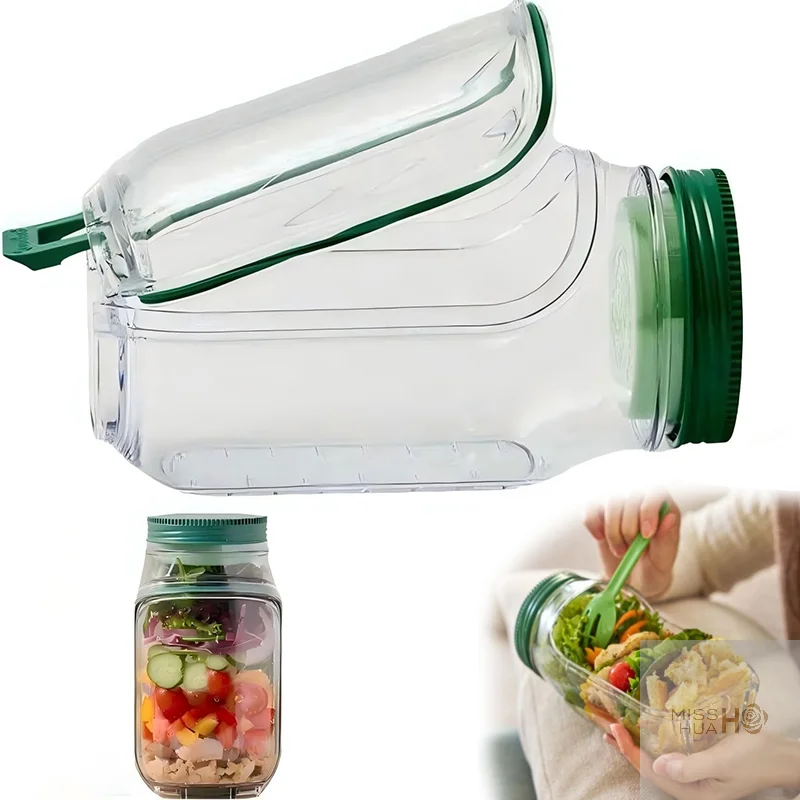 

Практичная банка для салата Мейсона, с контейнером для заправки, боковым доступом, безопасная в использовании в микроволновых песках, морозильной камерой и посудомоечных машинах.