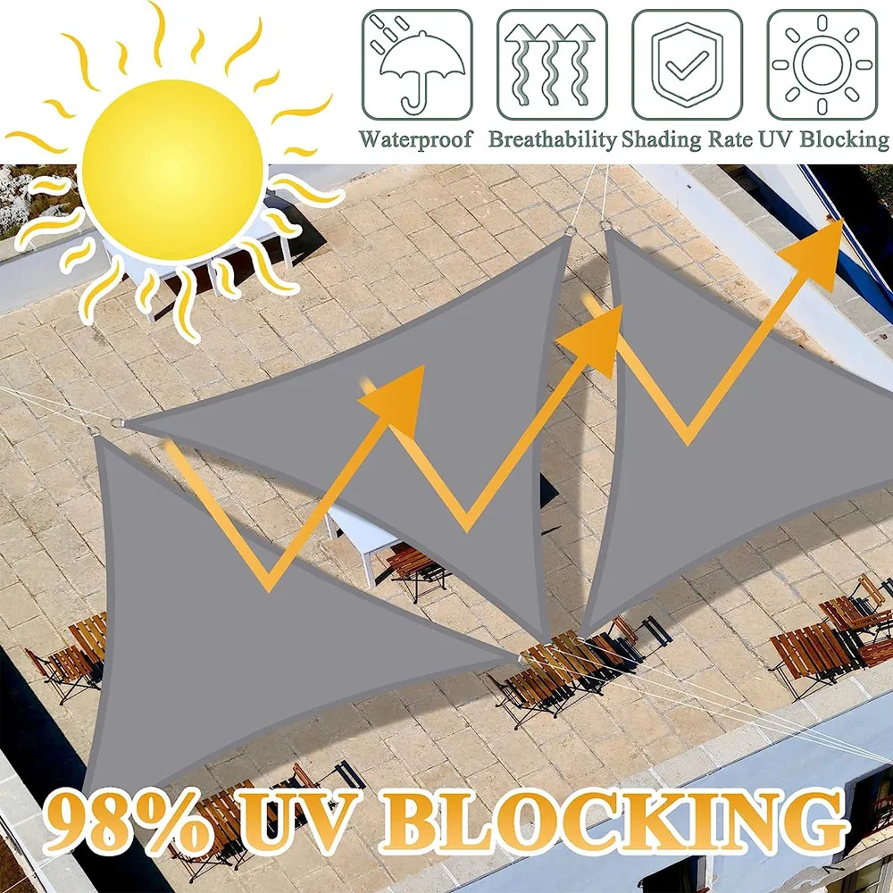 2/3/3.6/5M Triangle Sun Shade Sail Canopy Waterproof UV Block Shade Cloth for Outdoor Patio Garden Backyard Sun Shelter Car Tent