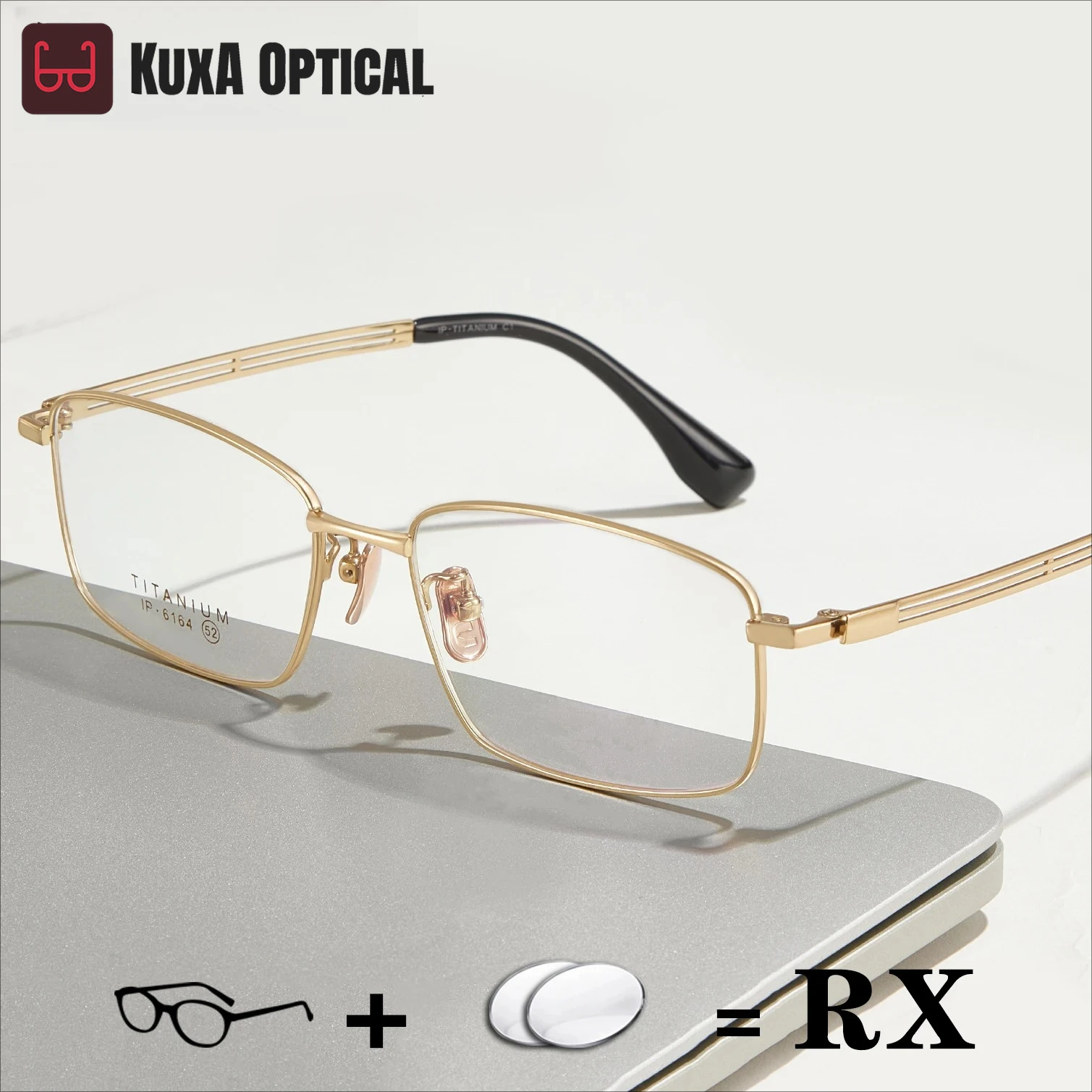 

KUXA Business Pure Titanium Men Optical Frame Prescription Lenses Progressive Vision Myopia Hyperopia Good Quality Eyewear