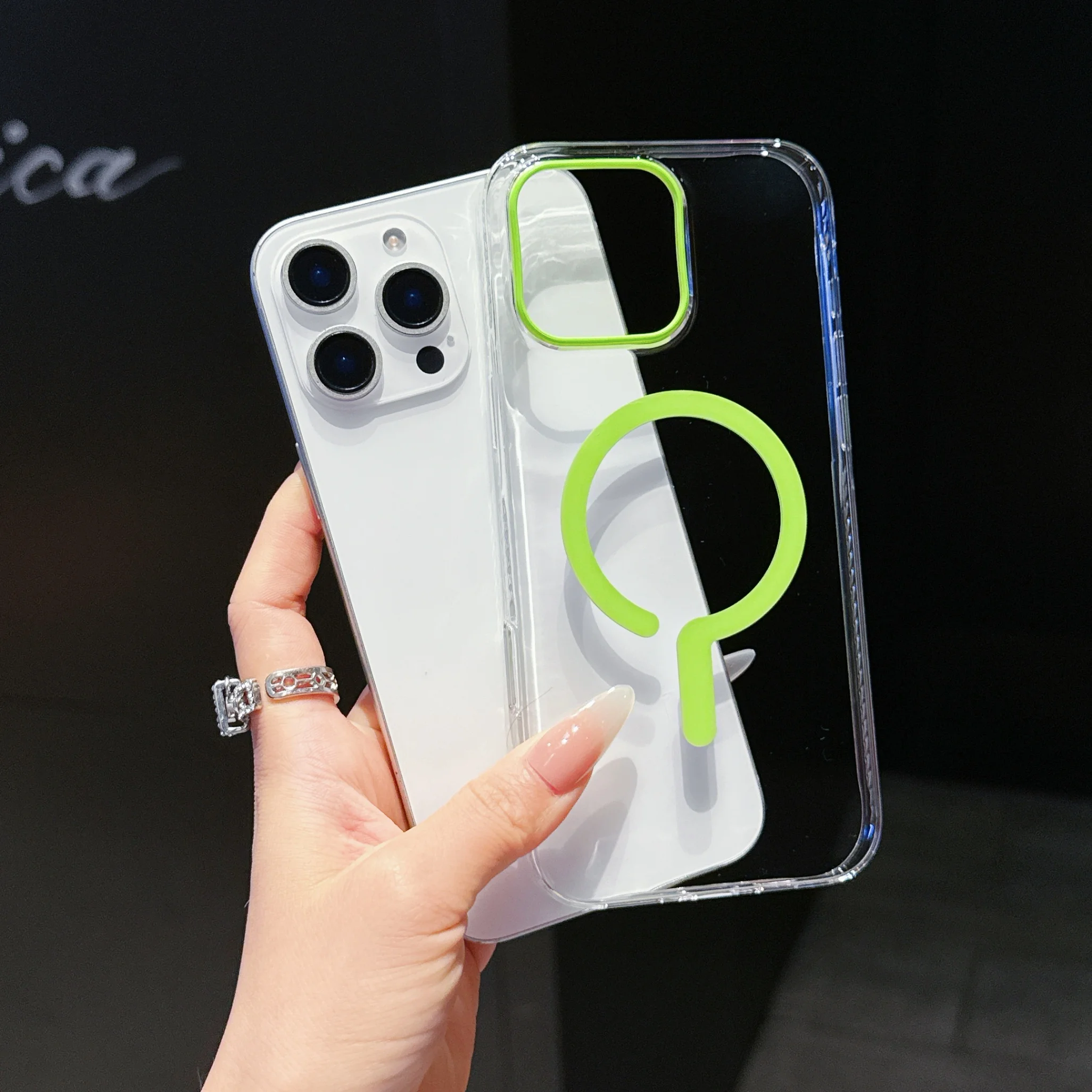 Coque magnétique ultra-fine transparente avec point d'interrogation, compatible avec iPhone 17 ProMax, coque de téléphone 16 15 14 17e, coque tendance