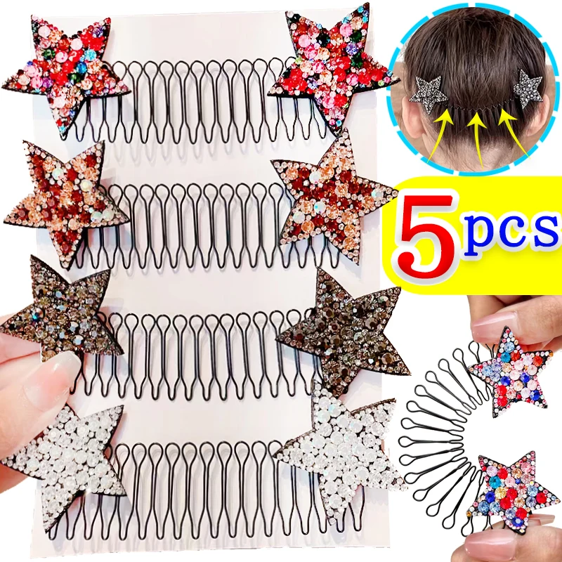 Water Diamond Comb Insertion Organizing Broken Hair Headwear Women Cute Rhinestone Hairclip Girls Star Hairpin Hair Accessories